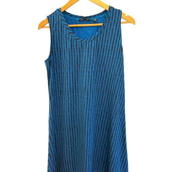 H By Halston Blue Sleeveless Striped Hi Low Relaxed Casual Summer Dress Size MP - Picture 2 of 6